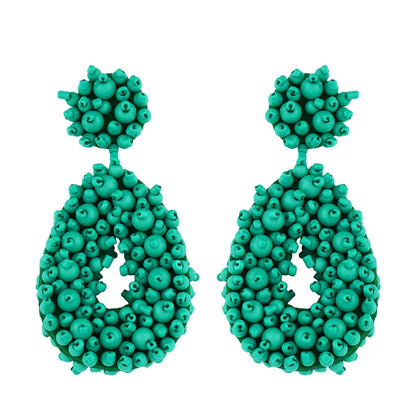 Bohemian Black Beaded Earrings Handmade Beads Drop Dangle Earrings For Women Statement Earrings Big Jewelry Brincos Accessories