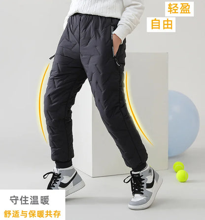 Winter Children Cotton Thick Pants Boys Padded Thickened Pants Teen Kids Cotton Lamb Wool Cotton Trousers