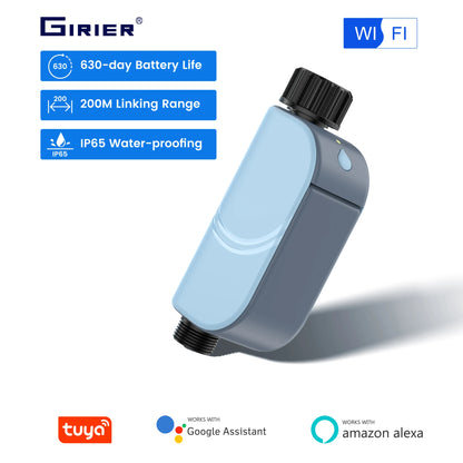 GIRIER Tuya Smart Water Timer WiFi Programmable Sprinkler Controller for Garden Hose Irrigation No Hub Required Works with Alexa