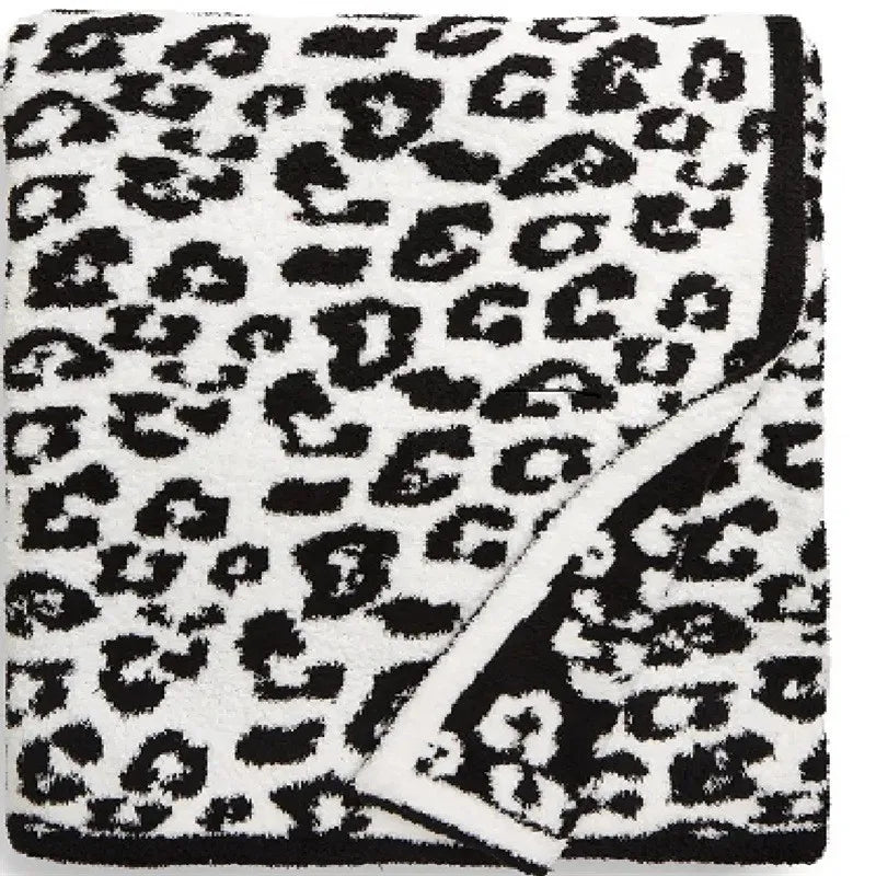 Super Soft Leopard Print Blanket, Warn Knitted Fleece Blanket, Sofa Nap Lightweight Blanket