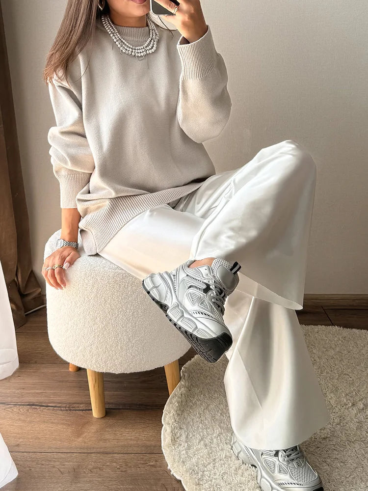 Blue Oversize Sweaters For Women Winter Thick Beige Pullover Woman Autumn Fashion Loose O Neck Ladies Sweaters Jumpers Women