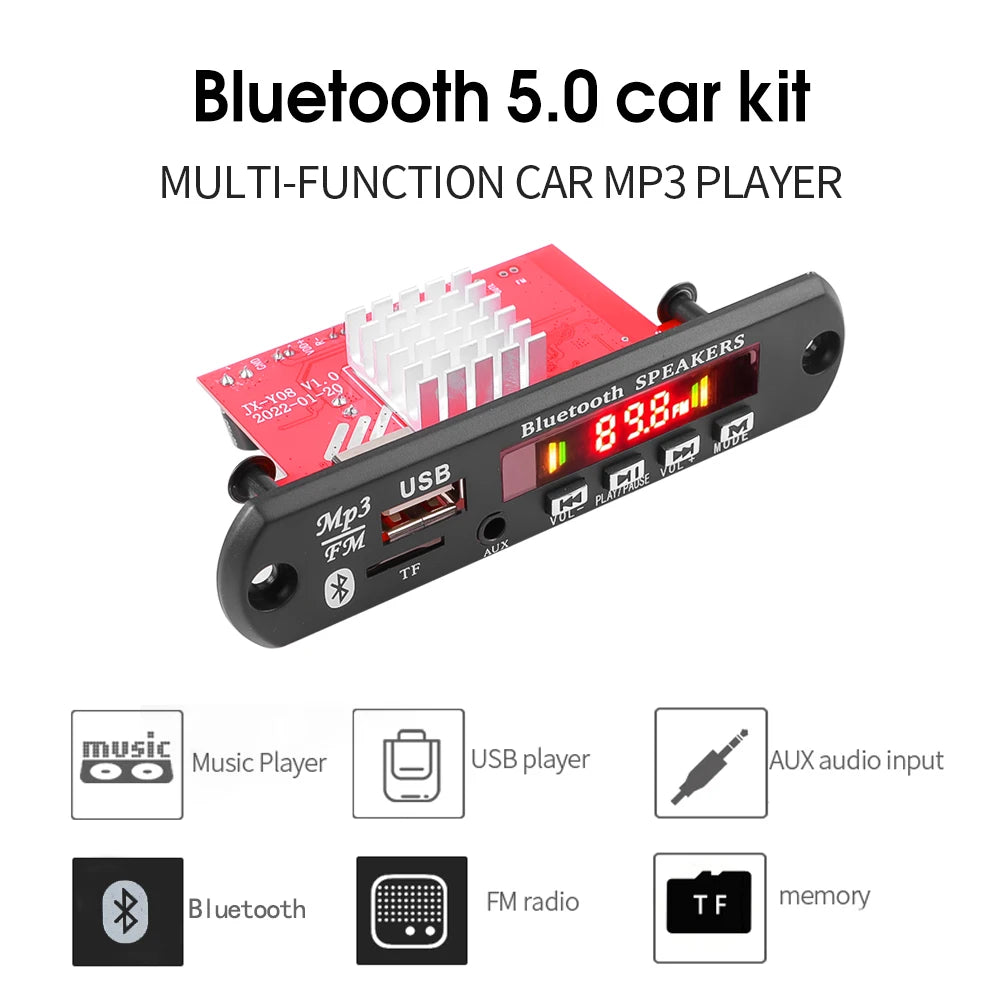 60W 120W Amplifier DC 12V MP3 Decoder Board Calling Recording Bluetooth 5.0 Car MP3 Player USB Module FM With Remote Control