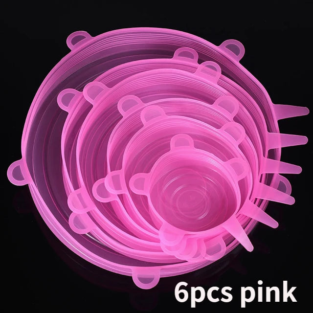 Silicone Stretch Food Covers Kitchen Fresh-keeping Lids Food Caps Elastic Expandable Microwave Airtight Plastic Wrap