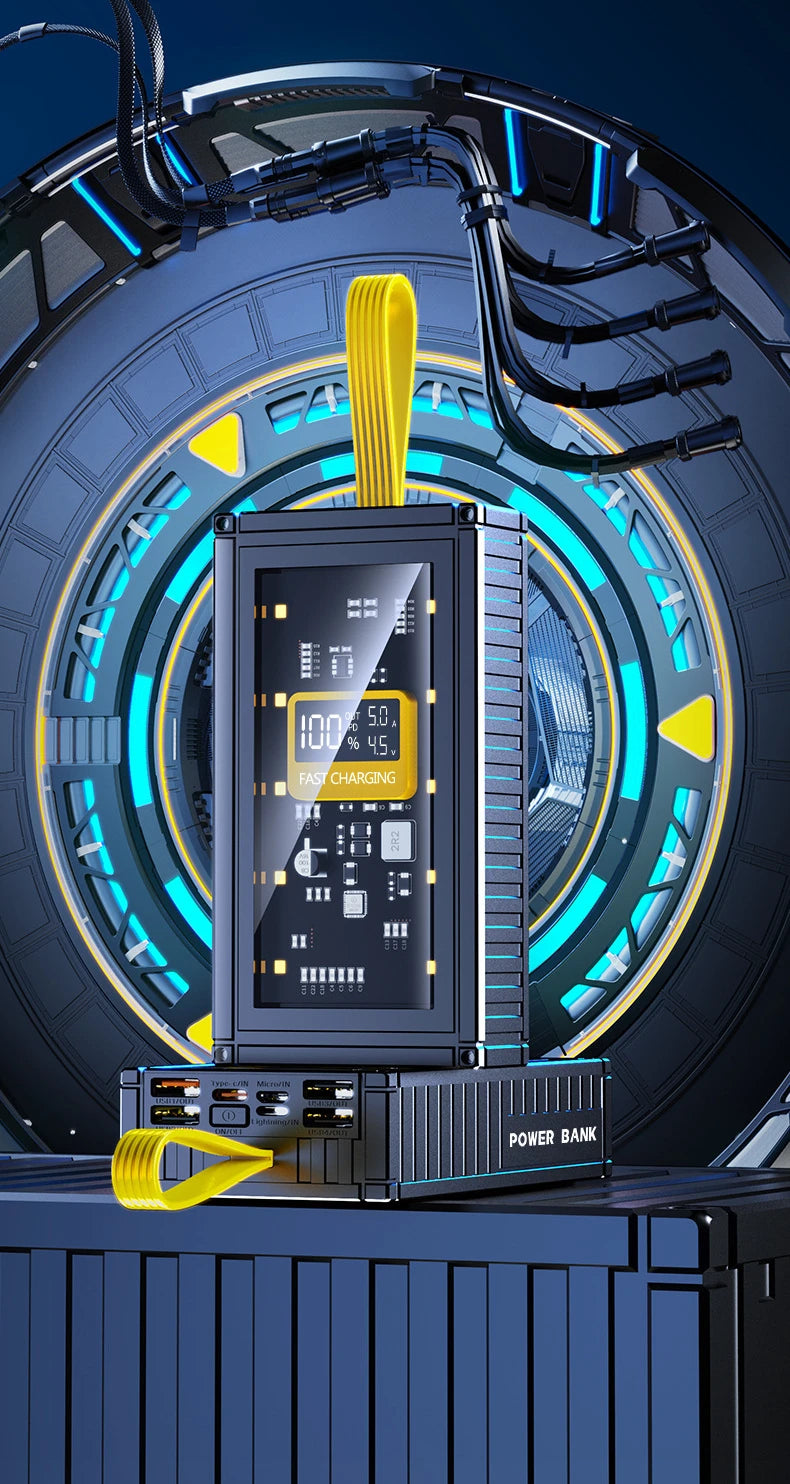 30000mAh 50000mAh 120W Fast Charging Transparent Power Bank 200000mAh Large-capacity Mobile Power Supply BCAK  Mobile Phones