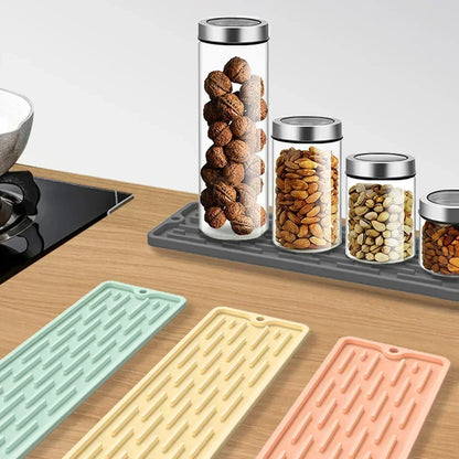 Silicone Dish Drying Mat Anti Slip Sink Storage Kitchenware Sink  Protection Mat Tray Bathroom Gadget Countertop Mat Organizer