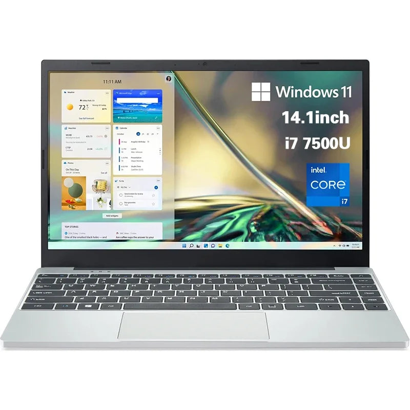 14.1 inch Laptop Computer Portable Windows 11 Intel Core i7-7500U Notebook 12GB RAM 1TB 2TB SSD Office Study Laptops