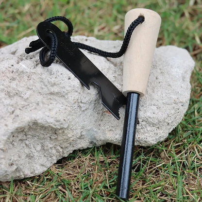 Outdoor flint camping equipment, wilderness survival tools, firearms, round wooden handles, torches, cigarette accessories tool