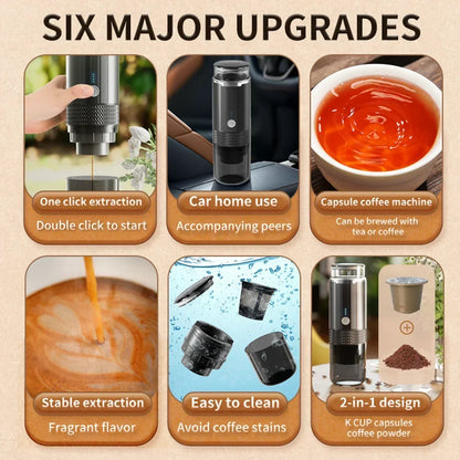 Portable Coffee Maker Electric Capsule Grind Coffee Brewer is suitable for ground coffee and KCUP Capsule coffee capsules