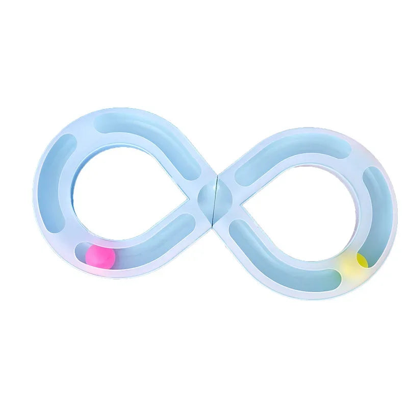 Interactive Cat Toy with S-Shaped Roller Circuit – Rotating Running Balls, Tunnel Design & Turntable Track for Kittens – Fun Pet