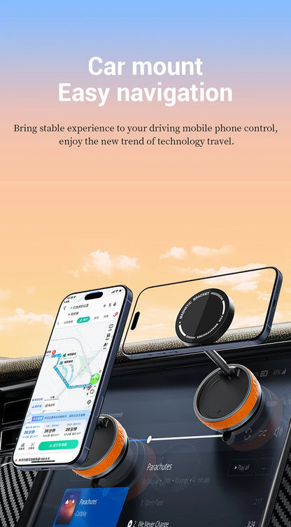Vacuum Suction Magnetic Car Mount Strong Suction Stand Phone Holder Foldable Design 360° Rotation Adjustable Car Phone Bracket