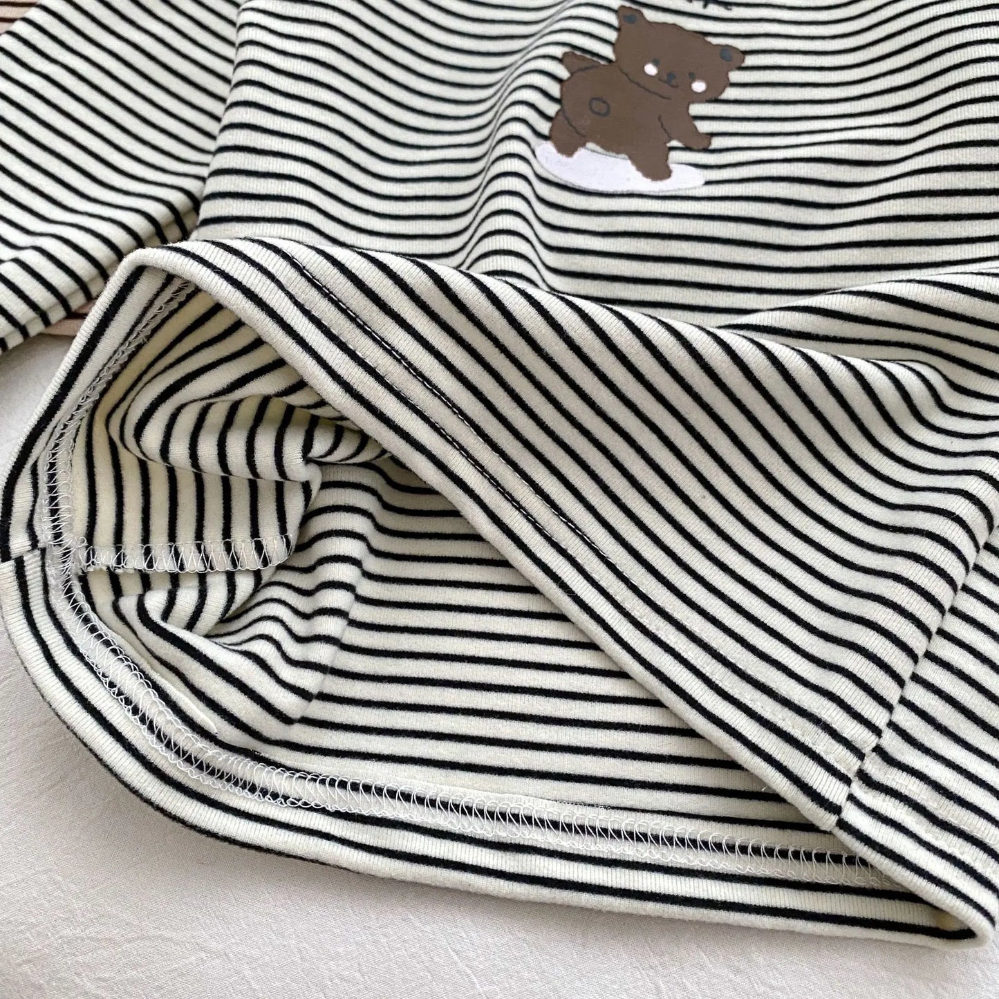 2025 Autumn Kids Baby Boys Shirts Striped Long Sleeve Cotton Bear Infant Boys Tops Stretch Versatile Toddler Boys Shirts