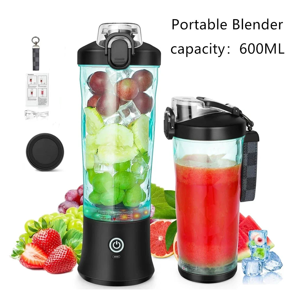 Portable Blender Personal Juicer - Kitchen 20oz USB Rechargeable 4000mAh Large Battery With 6 Blades for Smoothies Shakes Baby