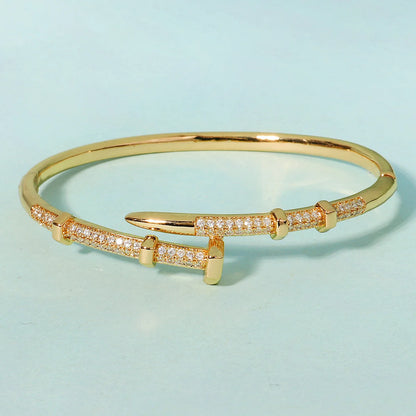 Classic Stainless Steel Woman's Nail Bracelet Europe and the United States Popular Bracelets Sparkling Zircon Bangle As A Gift