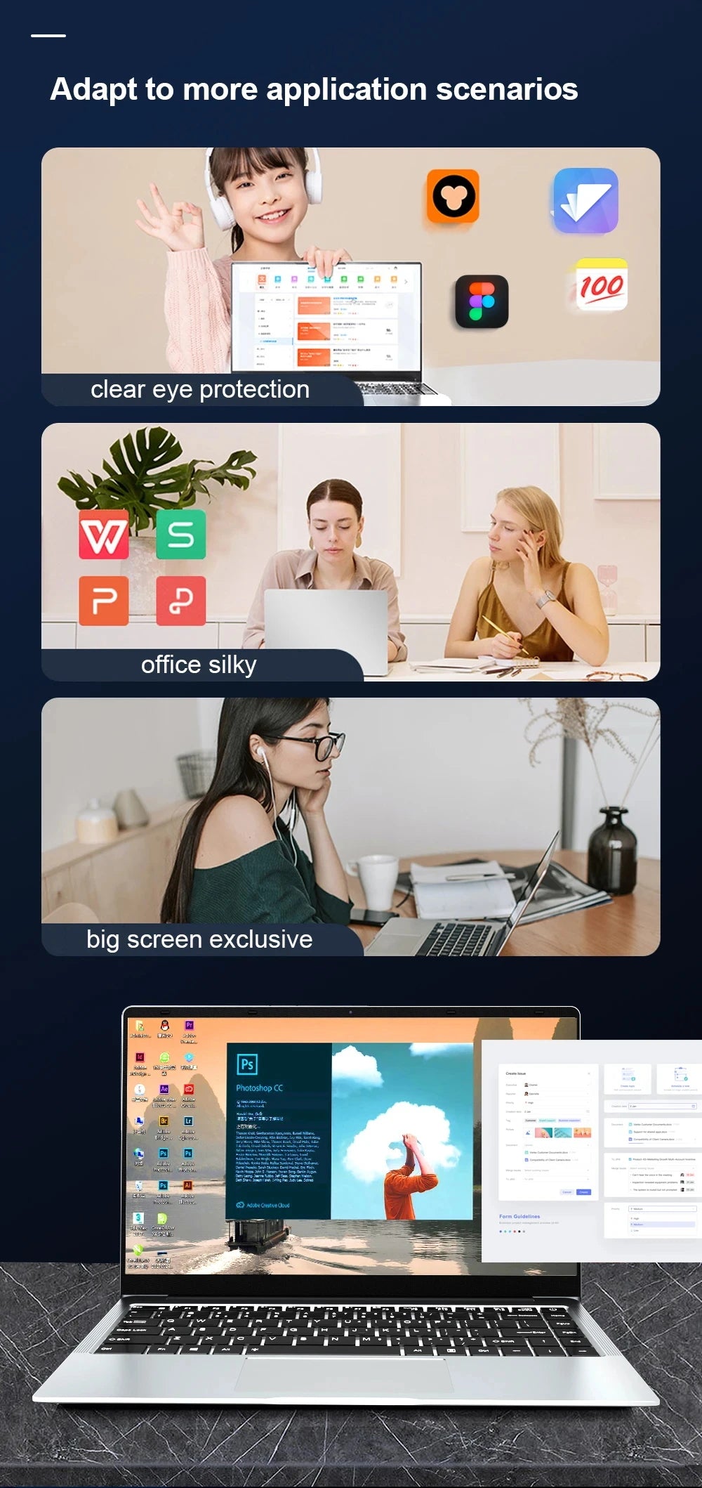 14.1 inch Laptop Computer Portable Windows 11 Intel Core i7-7500U Notebook 12GB RAM 1TB 2TB SSD Office Study Laptops
