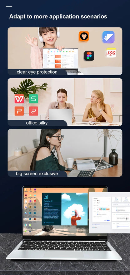 14.1 inch Laptop Computer Portable Windows 11 Intel Core i7-7500U Notebook 12GB RAM 1TB 2TB SSD Office Study Laptops