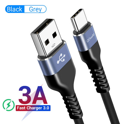 QGeeM 3A USB C Cable Type C Cable for Xiaomi OPPO Realme Poco Oneplus Redmi Phone Charger Fast Charge Charger USB Type C Cable