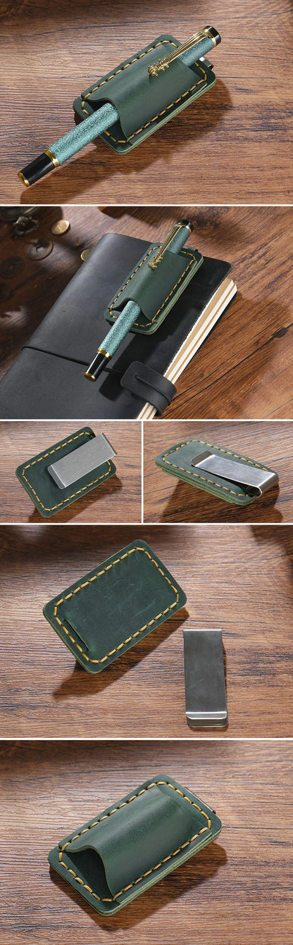 Leather Notebook Pen Holder with Clip Bookmark Book Accessories Convenient Portable Travel Supplies Office School Stationery