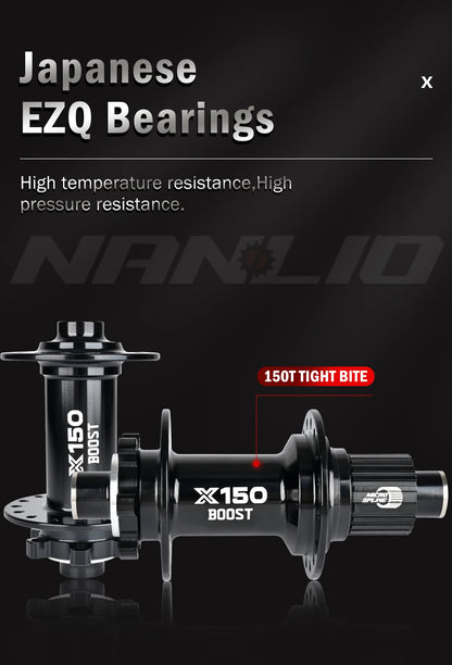 Nanlio Bicycle hubs X150 BOOST 6 Pawls 150T Noise 4 Bearing Hubs 110x15 148x12MM 8 9 10 11 12 Speed MTB Bike Hubs 28/32 Holes