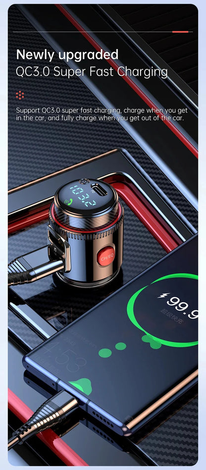 Xiaomi 2025 New PD30W+QC Bluetooth 5.4 Car MP3 Player FM Transmitter Wireless Handsfree U Disk Play USB Car Fast Charge Adapter