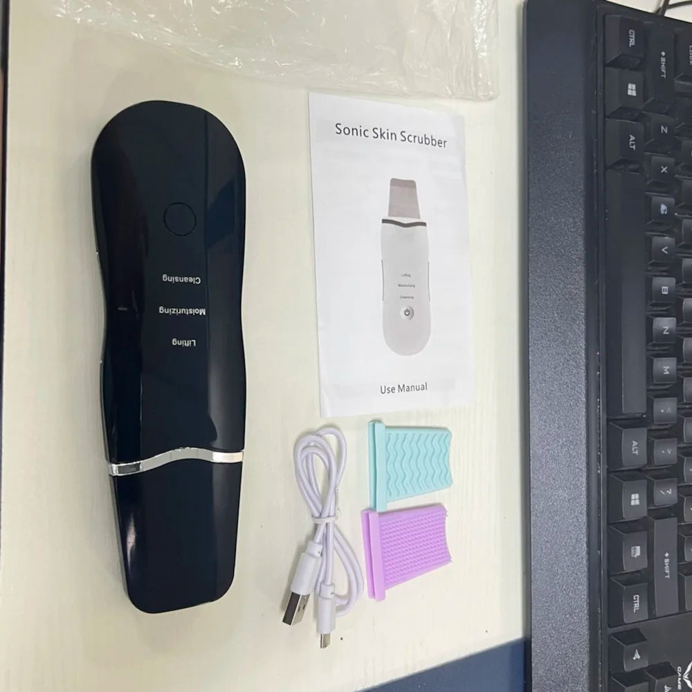 Vibration Face Skin Scrubber Blackhead Remover Facial Pore Cleaner Face Lifting Deep Clean Face Skin Tool Vibration Face Spatula