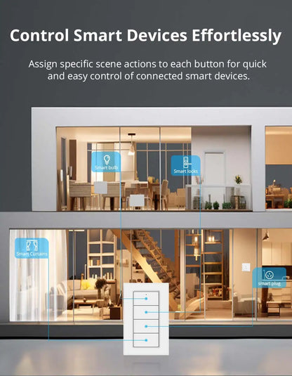 Zemismart 4-Gang Zigbee Wireless Scene Switch,Battery Powered, Compatible with Tuya Home Assistant Homey Hubitat (Hub Required）