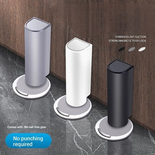 Stainless Steel Magnetic Door Stopper, Gray Black Nail Free Door Base, Door Hardware Door Close Prevention Door Stop Door Closer