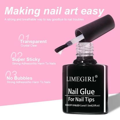 LIMEGIRL 7.5ml Nail Tips Glue Gel UV Glue for False Nails Acrylic Sticking Adhesive Manicure Multi-function Strong Nail UV Glue