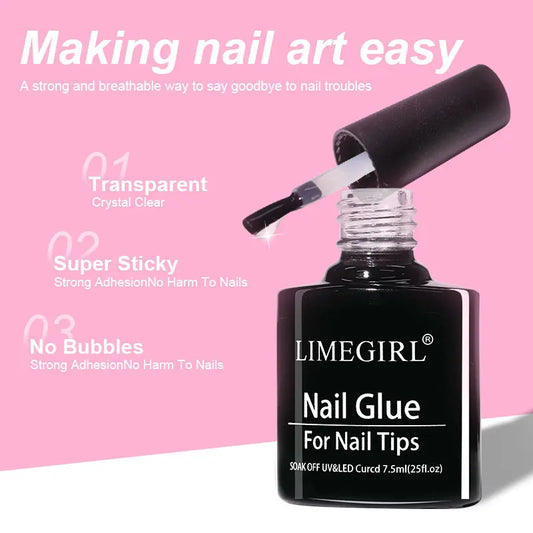 LIMEGIRL 7.5ml Nail Tips Glue Gel UV Glue for False Nails Acrylic Sticking Adhesive Manicure Multi-function Strong Nail UV Glue