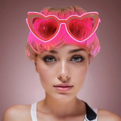 Light Up LED Glasses 5 Colors Heart Shape Glow Glasses Glow in The Dark Party Supplies Neon Party Favors for Kids Adults