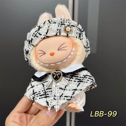 Labubu can wear baby clothes vinyl cloth 17cm doll cute change casual suit skirt plush clothes