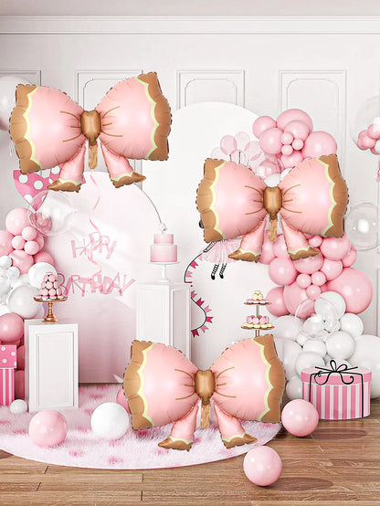 3pcs pink bow shape balloons, baby shower, birthday party, party decoration, anniversary, party decoration