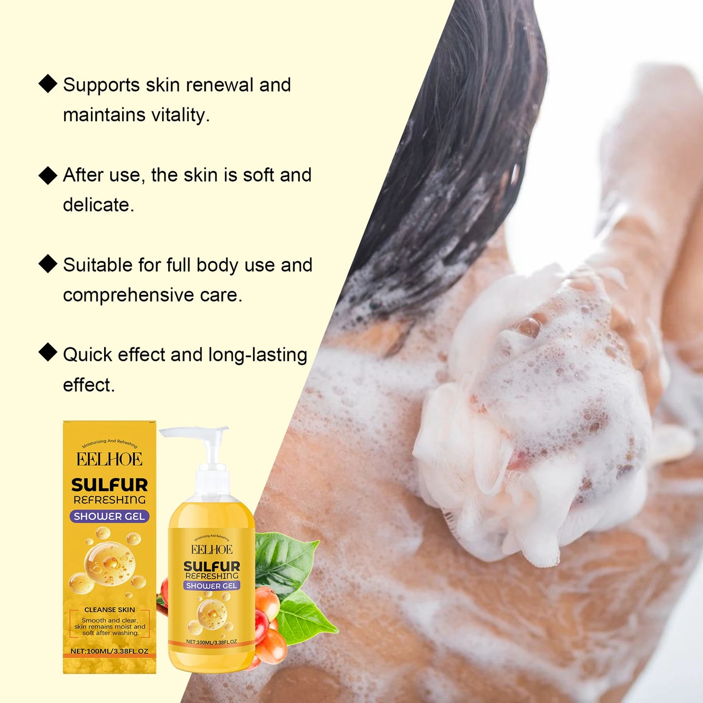 Sulfur Shampoo Shower Gel Set Moisturizing Dry Skin Cleaning Scalp Remove Dandruff Oil Control Deep Nourishing Smooth Body Wash