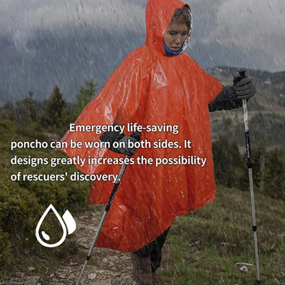 Outdoor Multifunction Raincoat Camping Raincoat Waterproof Survival Emergency Reflective Clothing Camping Gear