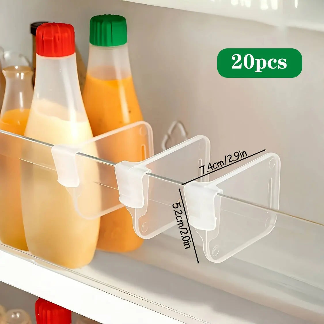 5 10 15 20PCS Sturdy Clear Refrigerator Organizer Dividers Adjustable Fridge Storage Kitchen Cabinets Space Saving Compartments