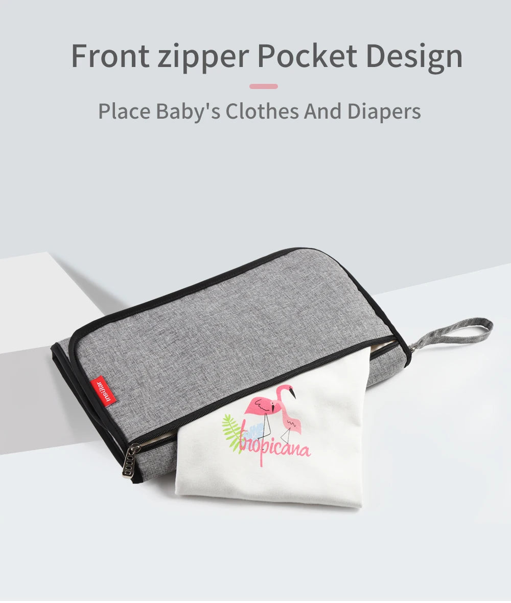 Portable Baby Changing Mat Infant Multifunction Diaper Changing Pad Newborn 2 IN 1 Waterproof Changing Pad Cover Storage Bag