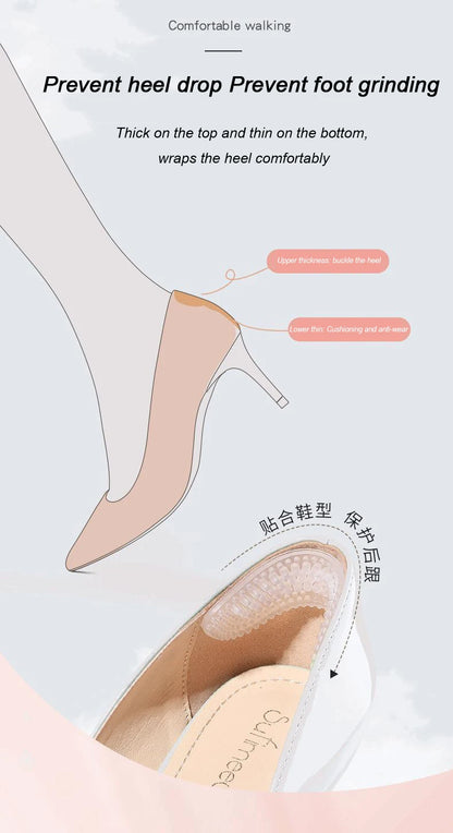1 Pair Silicone Heel Stickers Heels Grips for Women Men Anti Slip Heel Cushions Non-Slip Inserts Pads Foot Heel Care Protector