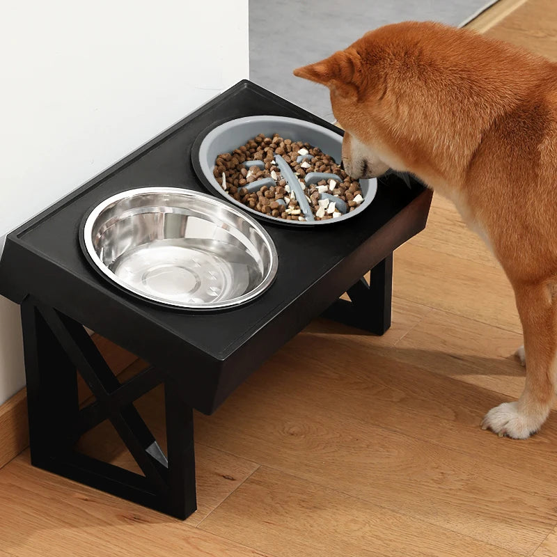 Elevated Dog Bowls 3 Adjustable Heights Dog Food Water Bowl with Slow Feeder Bowl  Dog Bowl For Pet Meal Mat Elevated Bowl Mat