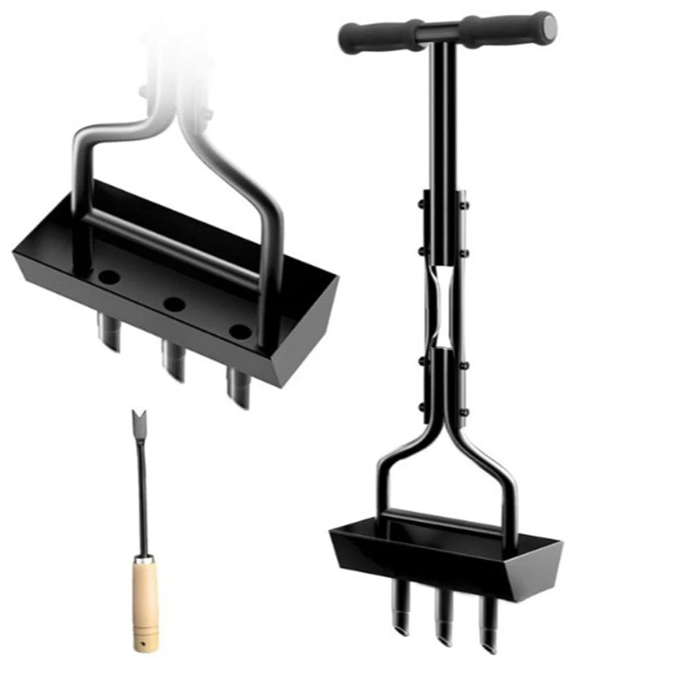 Manual Lawn Aerator Lawn Aerator Coring Tool with Cleaning Tool Grass Aeration Gardening Tool T-shaped Handle for Lawn Yard Care