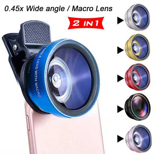 Experience 2 in 1 Phone Camera Lens kit 0.45x Wide Angle 12.5x Macro Lens HD Camera Lenes for iphone ios Android Smartphones
