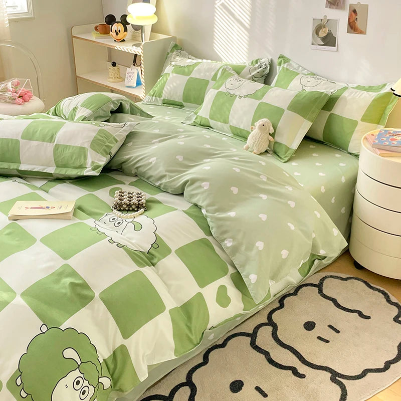 Bedding Set for Girl Boy Bedroom KIDS Modern Comforter Duvet Cover Flat Sheet Pillowcase  Home Textile Soft Bed Linen