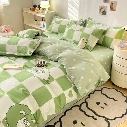 Bedding Set for Girl Boy Bedroom KIDS Modern Comforter Duvet Cover Flat Sheet Pillowcase  Home Textile Soft Bed Linen