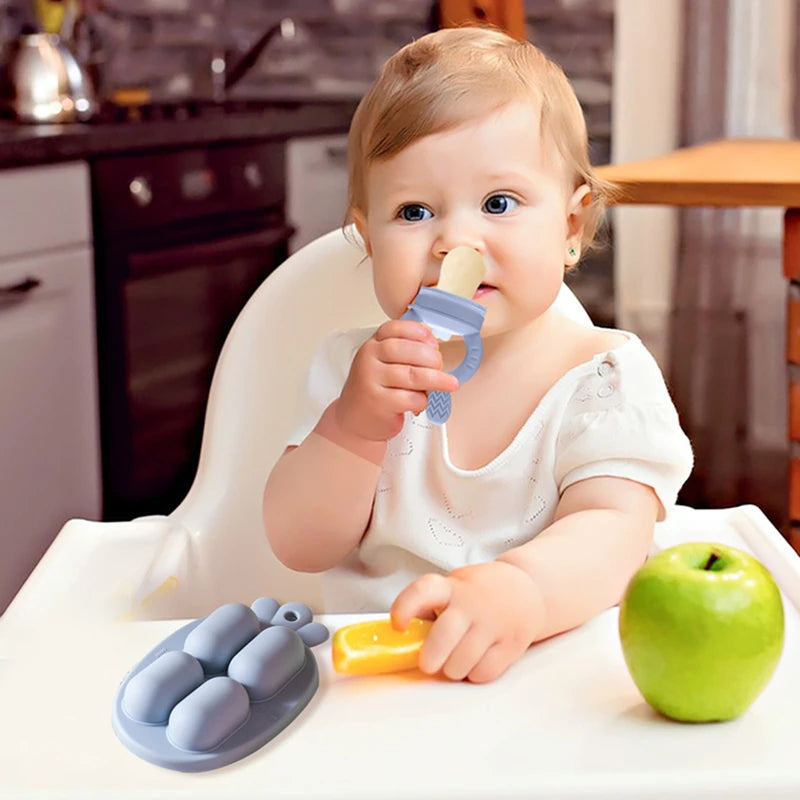 Baby Rabbit Fruit Feeder Set Food Supplement Nursing Feeder BPA Free Silicone Feeding Freezer Tray Tableware Fresh Food Feeder