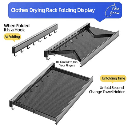 Balcony Drying Racks Retractable Drying Net Foldable Multifunctional Stainless Steel Sock Wall Shelf Bathroom Portable Organizer