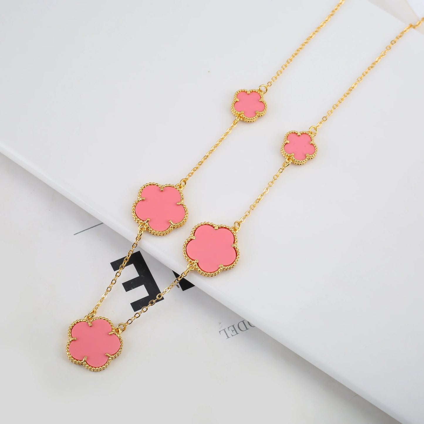 Irregular New Double Sided Natural Stone Shell Plant Five Leaf Flower Jewelry Set Necklace Earrings Women's High Quality Clover