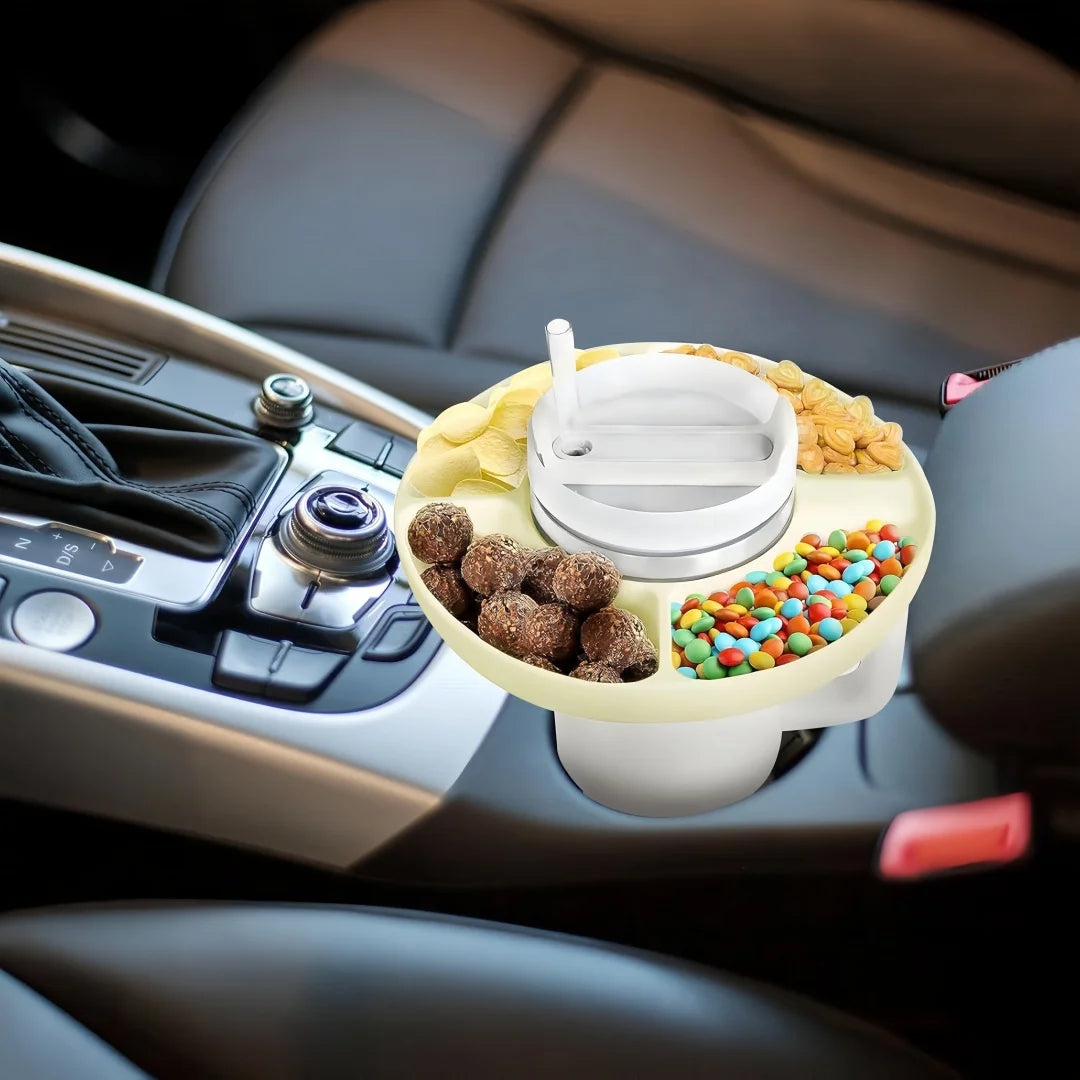 Bingba Cup Silicone Snack Platter 40oz Plastic Fast Food Plate with 4 Compartments for Outdoor Picnic Snack Holder Combination