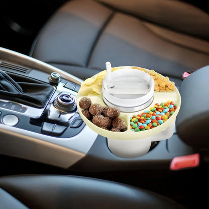 Bingba Cup Silicone Snack Platter 40oz Plastic Fast Food Plate with 4 Compartments for Outdoor Picnic Snack Holder Combination