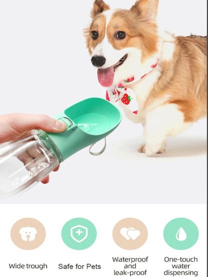 Traveling Dog Water Bottle Portable Drinking Water Bowl Press Bottom Puppy Pet Outside 300-500ML Feeding Bottle with Strip