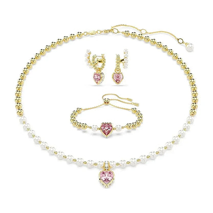 2025 Fashionable Party Accessories: Heart - Design Diamond - Inlaid Necklace, Bracelet and Earrings Set for Ladies