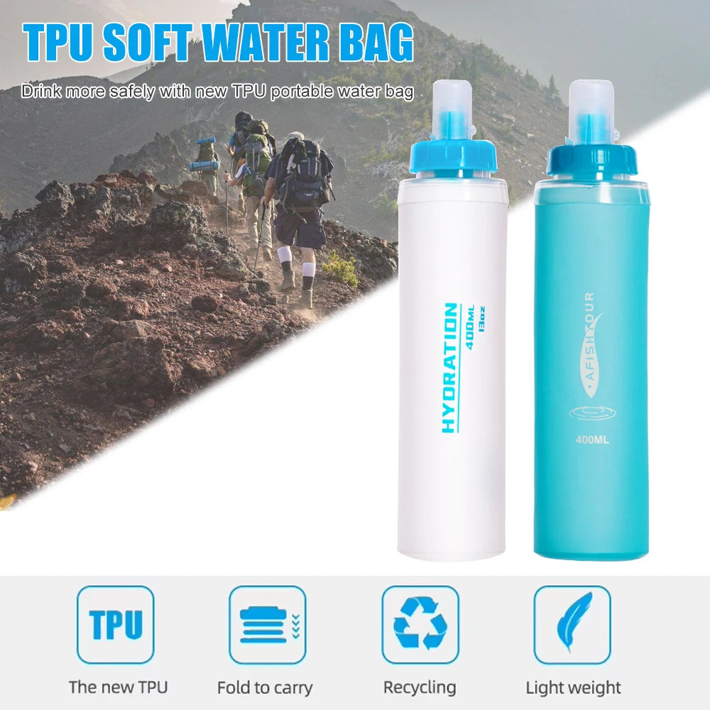 1PCS Soft Flask, Shrink As You Drink Soft Water Bottle for Hydration Pack, Folding Water Bottle Running,Hiking,Cycling,Climbing