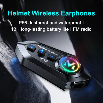 Bluetooth 5.4 Motorcycle Helmet Headset Wireless Waterproof Noice Reduction Earphone Super Long Standby HandsFree Headphone